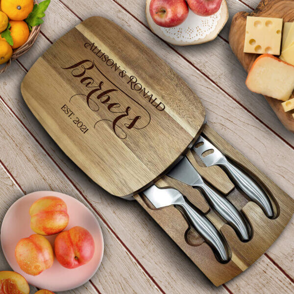 Acacia Wood Cheese Board, Custom Engraved - Large