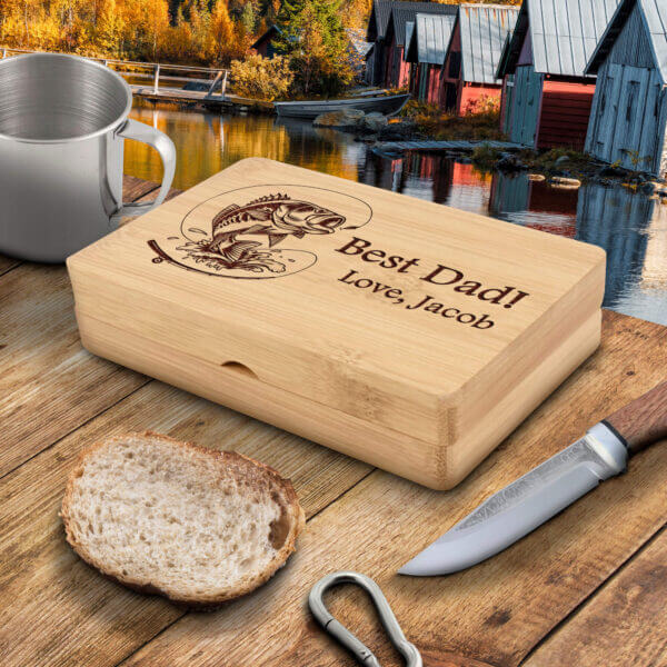 Personalize Your Style with Engraved Name Badges and Antique Fishing Lure Boxes - Custom Designs, Ideal for Gifts
