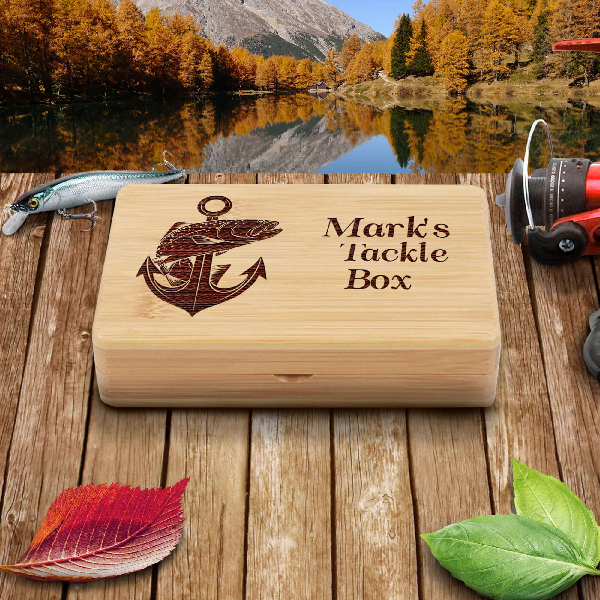 Handmade Personalised Wooden Fly Fishing Box Angler's Gift