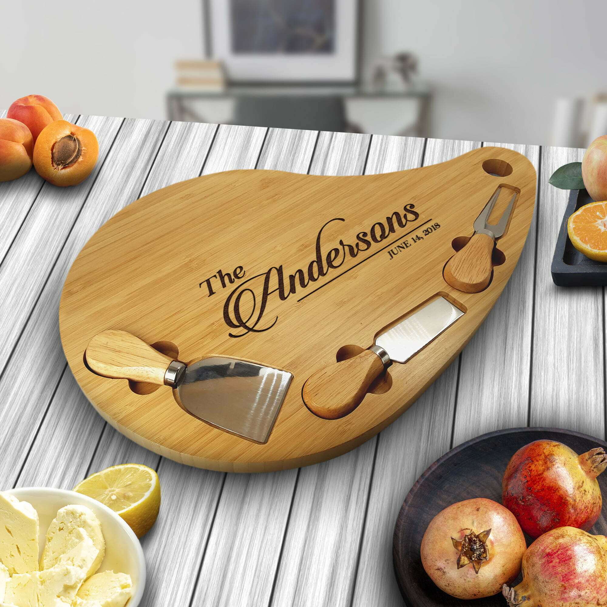 Engraved Cheese Board Set Personalized Charcuterie And Serving Meat Platter Cheese Tray With 6226