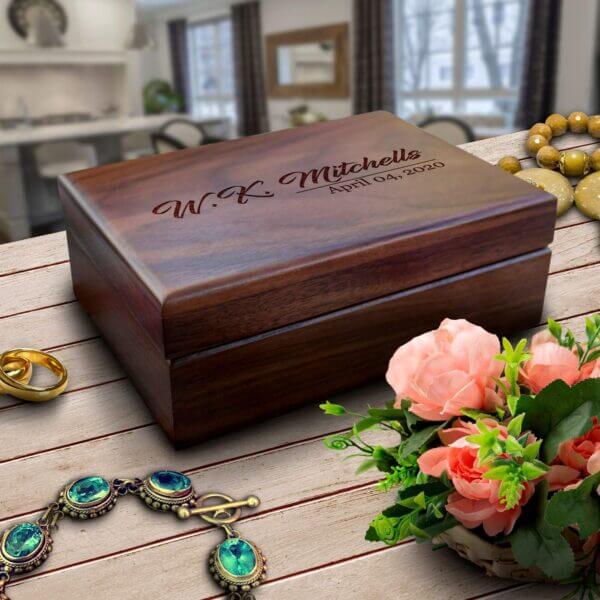 Personalized Keepsake Boxes with Lids Wood Memory Keepsake Box Wooden  Jewelry Box Custom Floral Initial Name Gifts Women Mom