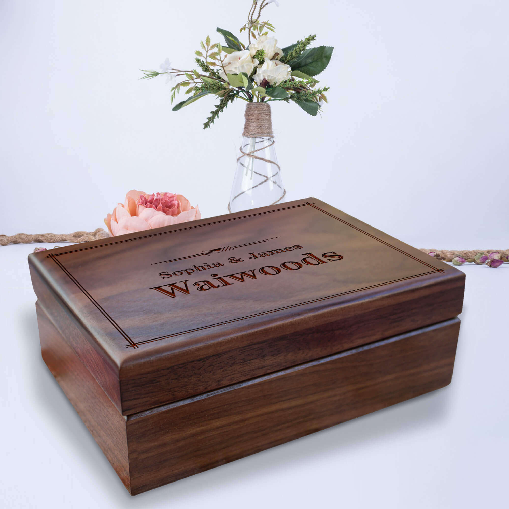Wooden Monogram Keepsake Sliding Box