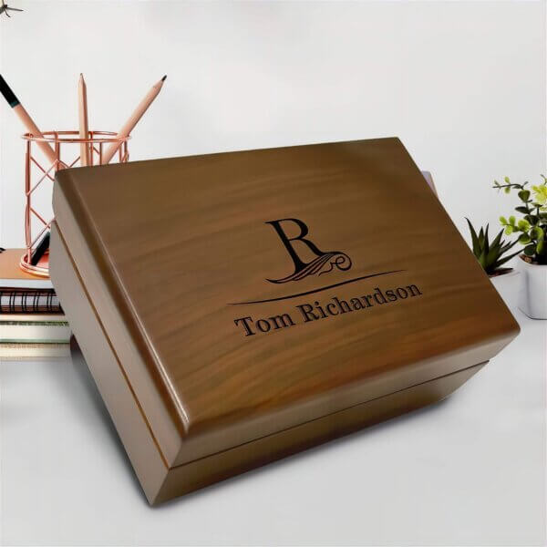 Extra Large Keepsake Box: tailored as a sophisticated retirement gift for a man.