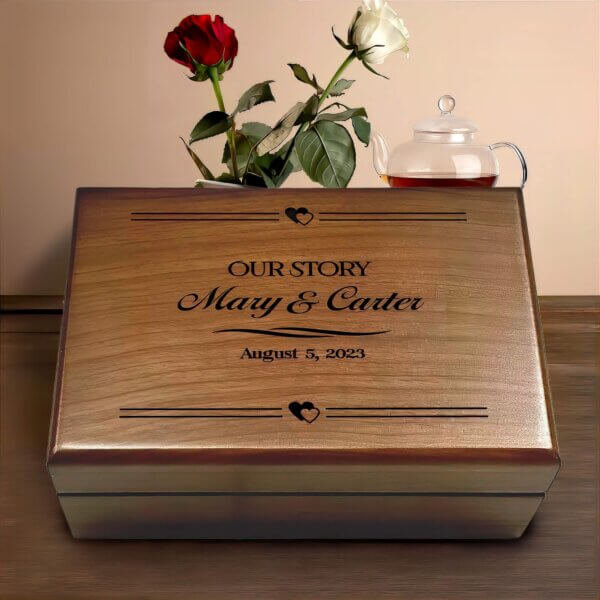 Gifts for Married Couples with Monogram Engraving, Name Tag Engraver, and Memories Shadow Box - Aspera Design