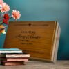 Handcrafted walnut keepsake box with intricate design, perfect for storing cherished mementos.