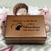 Personalized wooden baby memory box: a thoughtful gift for new moms to cherish precious memories.