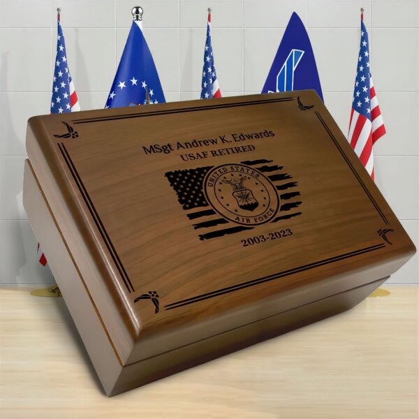 Patriotic U.S. Air Force Memory Box with emblem and stars